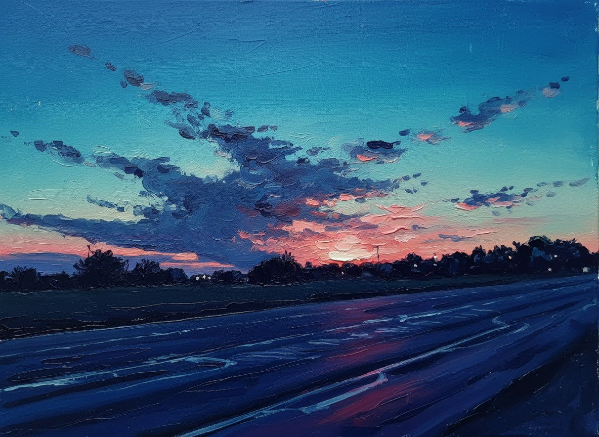 Surreal landscape with a stylized sky and ground